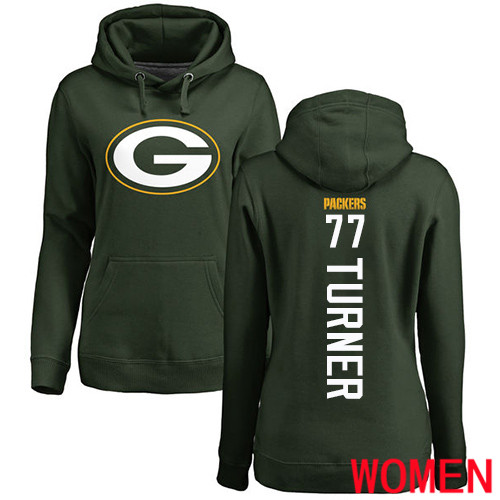 Green Bay Packers Green Women #77 Turner Billy Backer Nike NFL Pullover Hoodie Sweatshirts